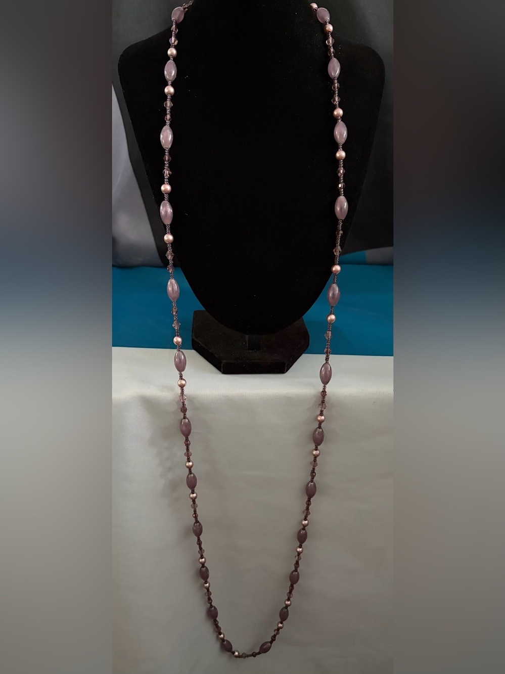 Elegant Purple Beaded Long Necklace - Women Jewelry